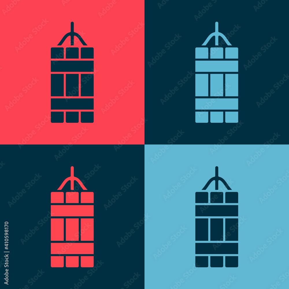 Pop art Detonate dynamite bomb stick icon isolated on color background. Time bomb - explosion danger concept. Vector. Pop art Detonate dynamite bomb stick icon isolated on color background. Time bomb - explosion danger concept. Vector.