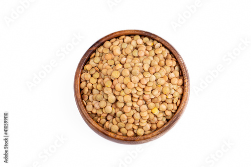 Green lentil on the white b...