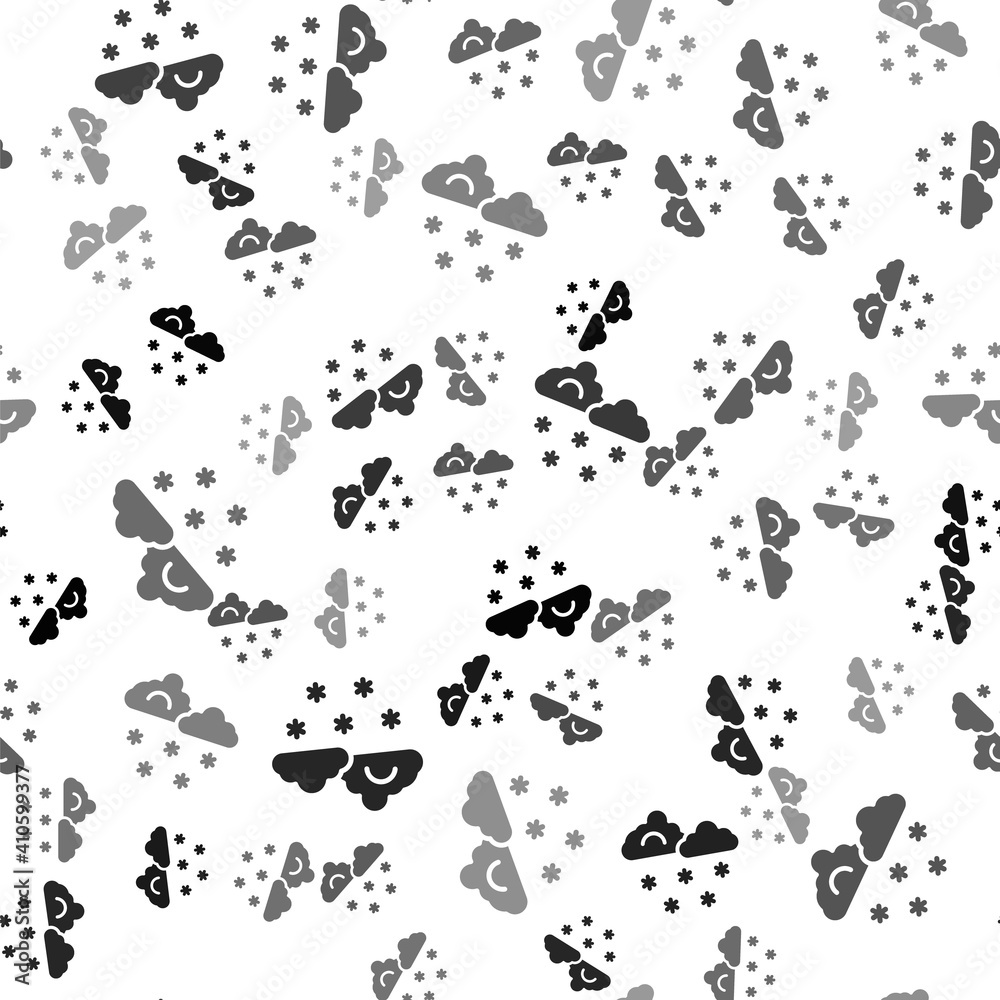 Black Cloud with snow icon isolated seamless pattern on white background. Cloud with snowflakes. Single weather icon. Snowing sign. Vector. Black Cloud with snow icon isolated seamless pattern on white background. Cloud with snowflakes. Single weather icon. Snowing sign. Vector.