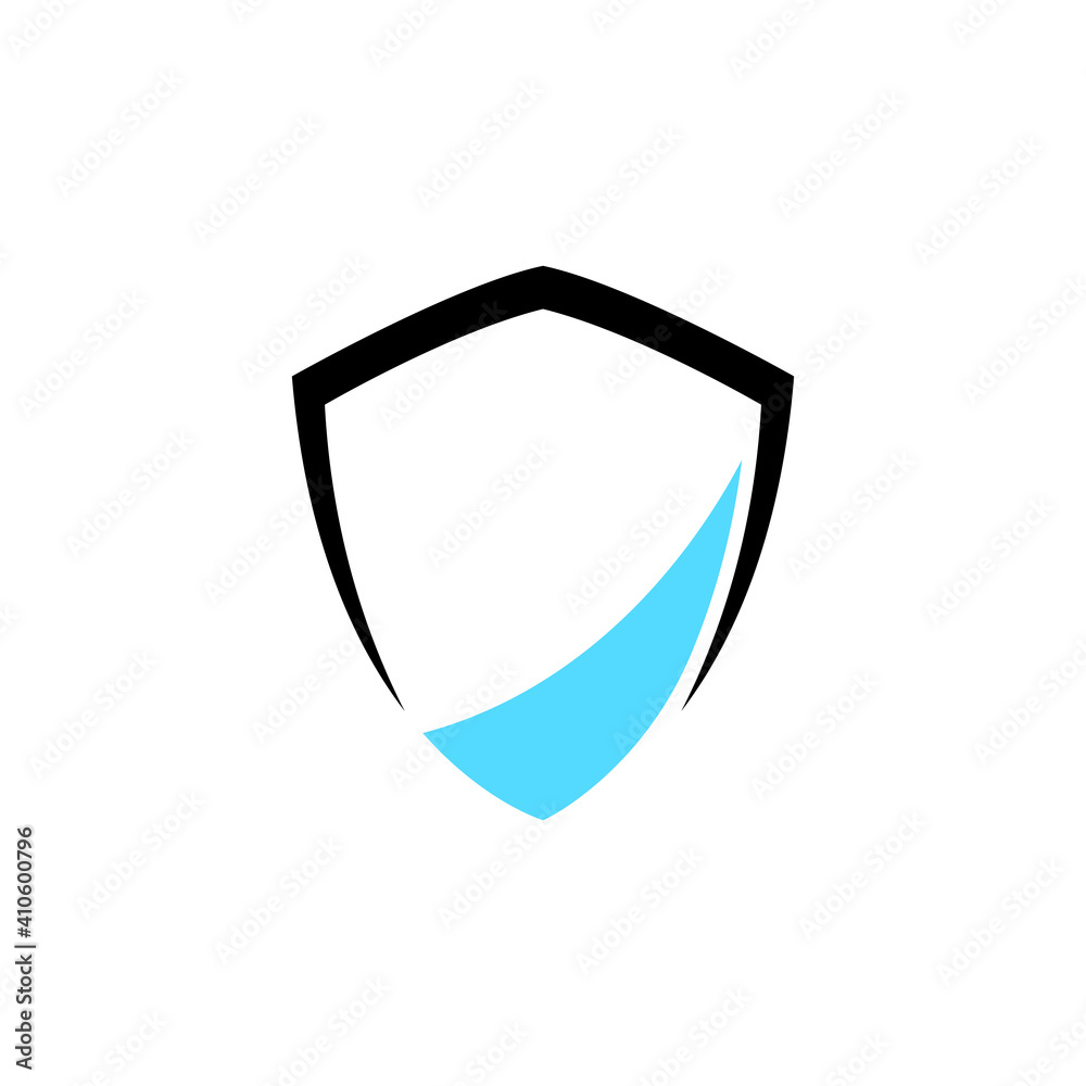 shield simple logo template ready for use, shielding icon in black and blue color, security and protector symbol - obrazy, fototapety, plakaty 