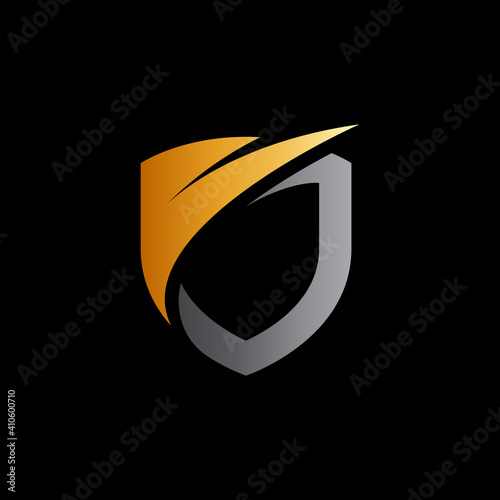 Shield logo template ready for use, shielding icon in black background, security and protect symbol