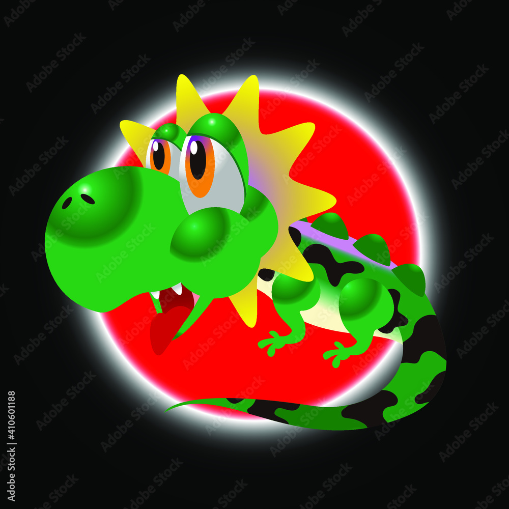 Fototapeta premium Bearded dragon (Pogona sp.) Cute cartoon style. suitable for design and print on all media, vector cartoon design