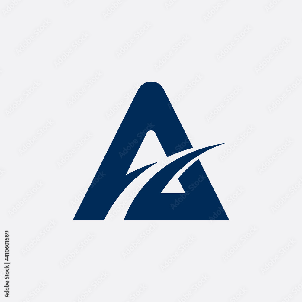 Simple Letter A, Flat Logo Template in Blue Color Simple Letter A, Flat Logo Template in Blue Color