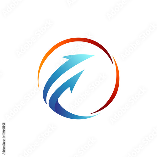 Arrow Flat Logo Template. Arrow Letter F Logo