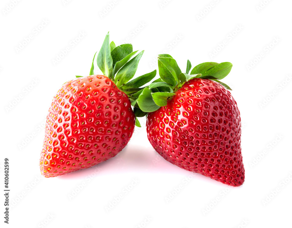 Ripe juicy strawberries isolated on white. Ripe juicy strawberries isolated on white.