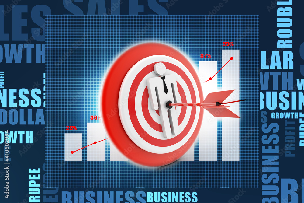 Fototapeta premium 3d rendering Businessman and target with arrow 