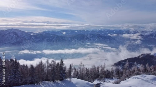 Wallpaper Mural 4K aerial view of italian mountains range during winter snowy season on top of mountains covid-19 coronavirus ski resorts closed Torontodigital.ca