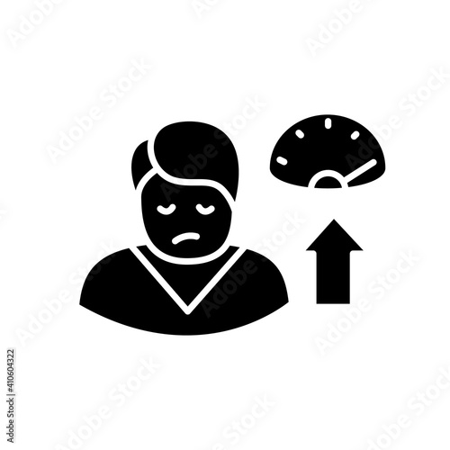 Weight gain glyph icon. Sleep disorder, stress symptom. Healthy sleeping concept. Metabolism problem. Dietology. Health care. Filled flat sign. Isolated silhouette vector illustration