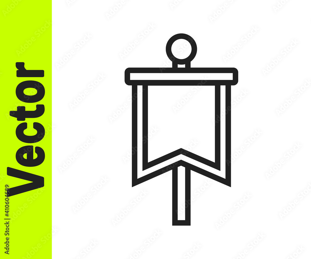 Black line Medieval flag icon isolated on white background. Country, state, or territory ruled by a king or queen. Vector. Black line Medieval flag icon isolated on white background. Country, state, or territory ruled by a king or queen. Vector.