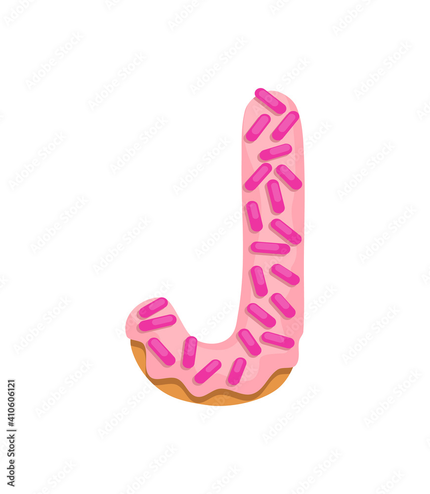 Cartoon cookies font. letter baking in colored glaze. Creative gingerbread typography design. Childhood sweet donut. Letter J Cartoon cookies font. letter baking in colored glaze. Creative gingerbread typography design. Childhood sweet donut. Letter J