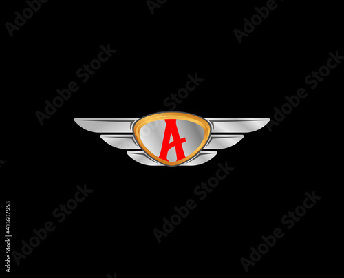 vintage vector shield with letter . Automotive logo design concept illustration
