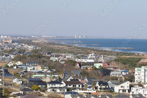 Tokyo 2020 Games Surfing Venue, at Tsurigasaki Beach in Ichinomiya town on Chiba Prefecture's Pacific coastline. The venue is currently incomplete due to the Covid Pandemic. Under Construction © Dane