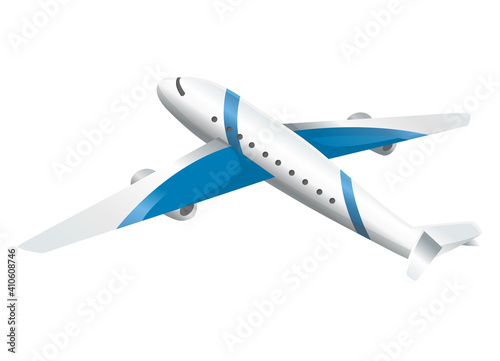 Airplane on white background. Airliner in side view. realistic aircraft cargo. Passenger plane, sky flying aeroplane