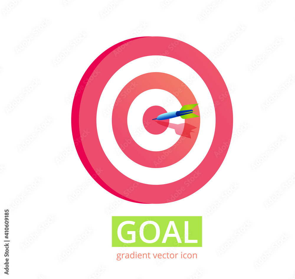 Goal in flat style on blue background. Business illustration. Goal in flat style on blue background. Business illustration.