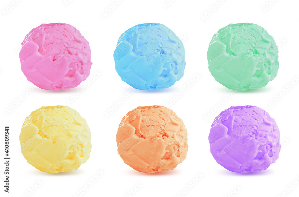 Set with different delicious ice creams on white background Set with different delicious ice creams on white background