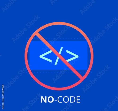 No code banner. Vector concept illustration.