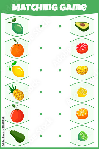 Matching game for kids. Educational worksheet for children.