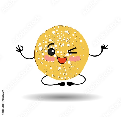 pancake character. Vector illustration isolated on white background. Round flapjack. Pancake week. fritter
