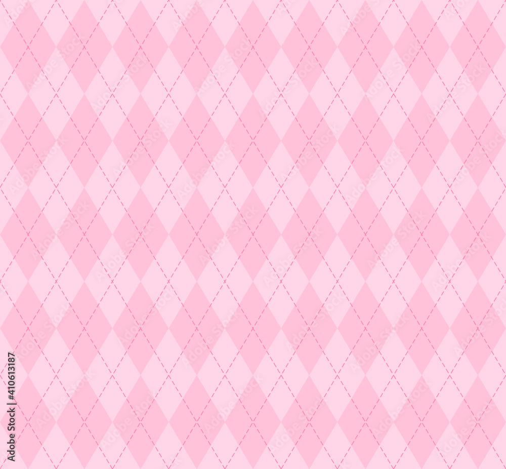 Valentines day Argyle plaid. Scottish pattern in pink and white rhombuses. Scottish cage. Traditional Scottish background of diamonds. Seamless fabric texture. Vector illustration Valentines day Argyle plaid. Scottish pattern in pink and white rhombuses. Scottish cage. Traditional Scottish background of diamonds. Seamless fabric texture. Vector illustration