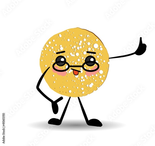 pancake character. Vector illustration isolated on white background. Round flapjack. Pancake week. fritter