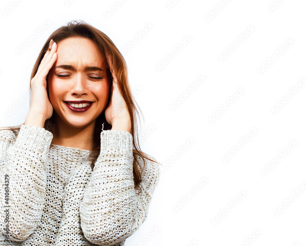 young pretty teenage hipster girl posing emotional happy smiling on white background, lifestyle people concept young pretty teenage hipster girl posing emotional happy smiling on white background, lifestyle people concept