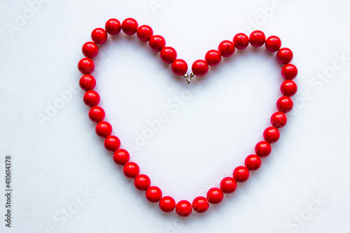 Red beads in the form of a heart