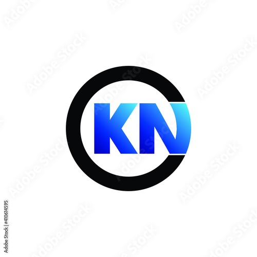 Letter KN circle logo design vector