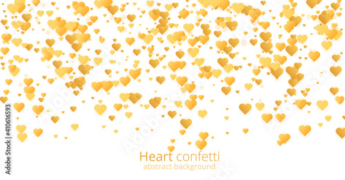 Vintage gold heart confetti, great design for any purposes. Golden glitter background. Vector banner