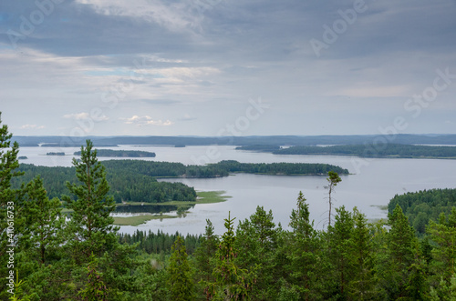 View from Struve Geodetic Arc Oravivuori Triangulation Tower Isoranta Finland lake Finland forest landscape