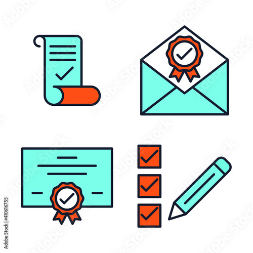 set icon approvement. accreditation icon. business quality check symbol template for graphic and web design collection logo vector illustration