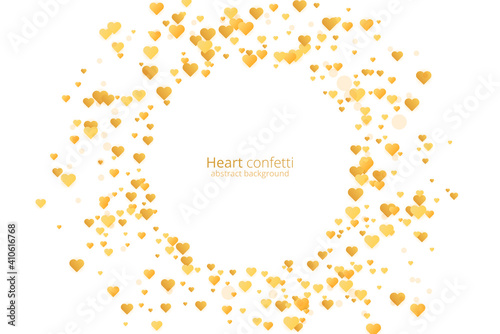 Vintage gold heart confetti, great design for any purposes. Golden glitter background. Vector banner