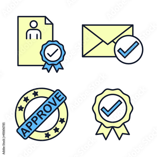 set icon approvement. accreditation icon. business quality check symbol template for graphic and web design collection logo vector illustration