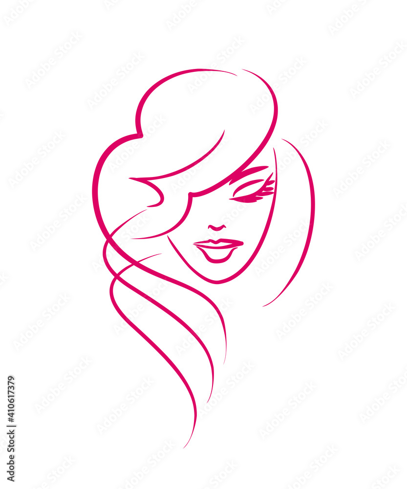 Face beautiful girl logo. Beauty salon, hairstyle.