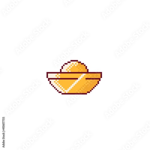 Gold nugget pixel art. Chinese New Year. Vector illustration.