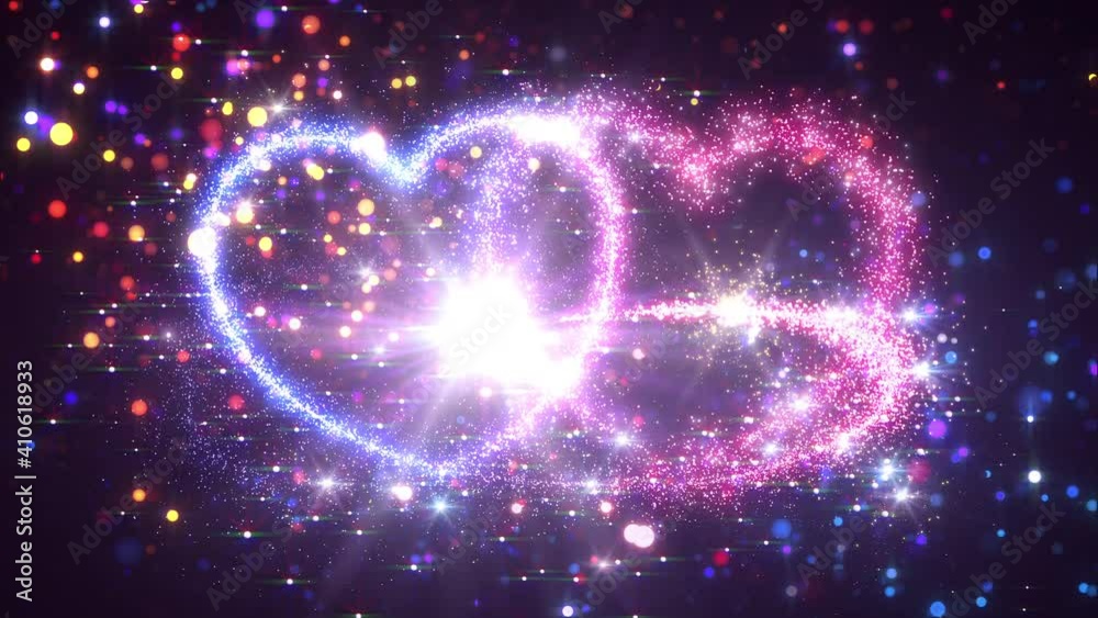 Heart Glitter Sparkling Particles Love Fireworks background. Heart Glitter Sparkling Particles Love Fireworks background.