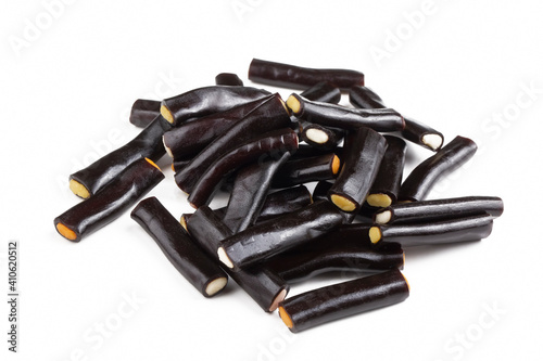 Licorice candy on the white...