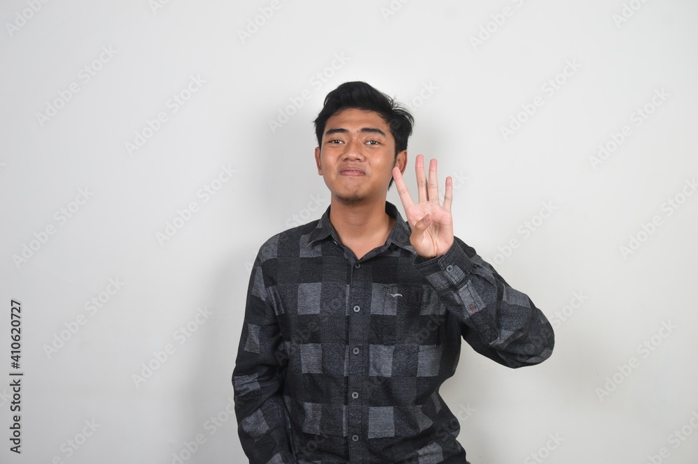 Asian Guy Gives Number Symbol Asian Guy Gives Number Symbol