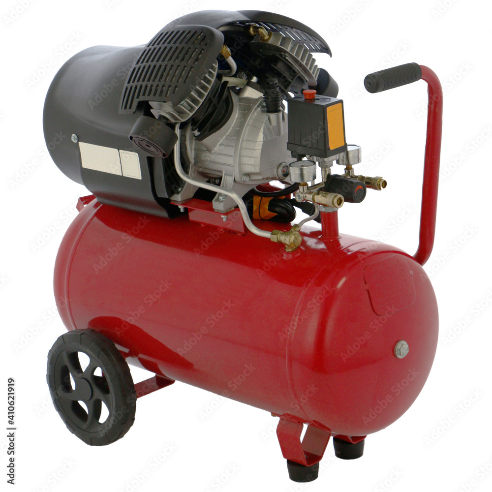 red air compressor isolated on a white background red air compressor isolated on a white background