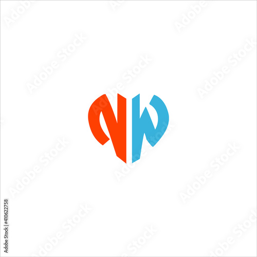 N W unique abstract letter logo design. nw monogram photo