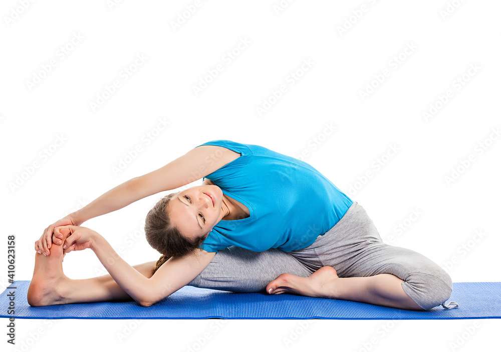 Yoga - young beautiful woman doing yoga asana excerise isolated Yoga - young beautiful woman doing yoga asana excerise isolated