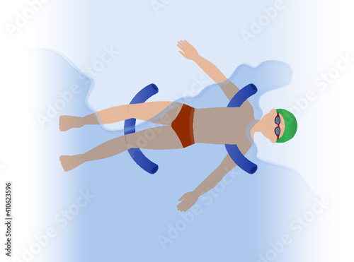 Man swimming with pool noodles - illustration