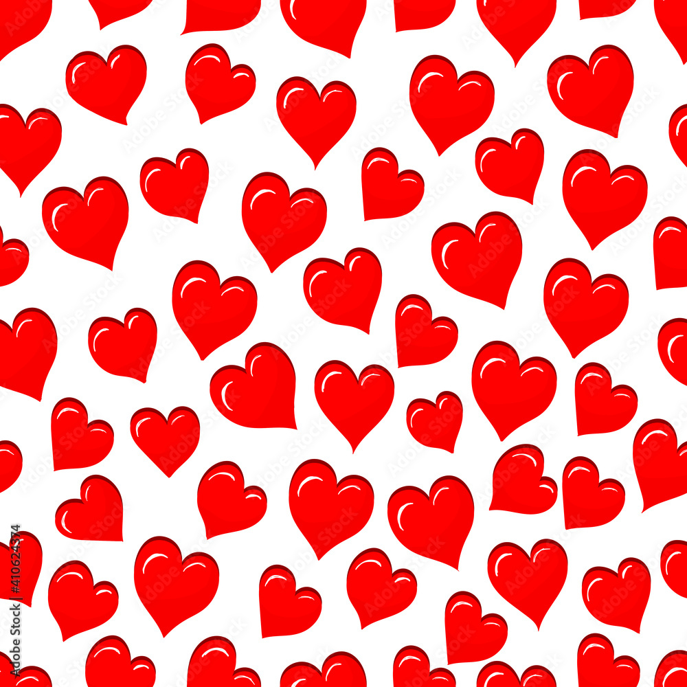 Hearts seamless pattern Grunge Hand drawn Valentine's day background