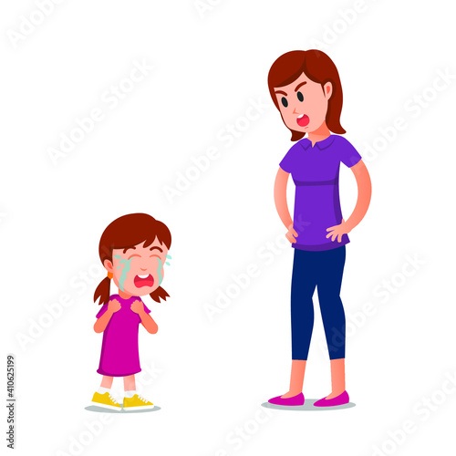 A mother scolds her daughter to tears
