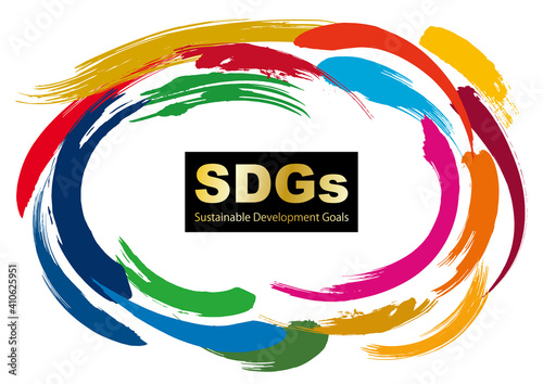 SDGs イメージの水彩CMYKサークルフレーム	
