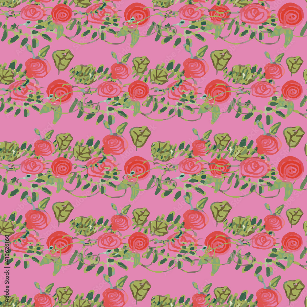 Pink and red beautiful colored flowers repeat pattern print background