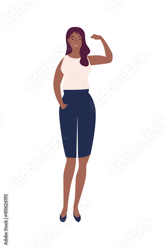 afro strong young woman standing avatar character © Gstudio