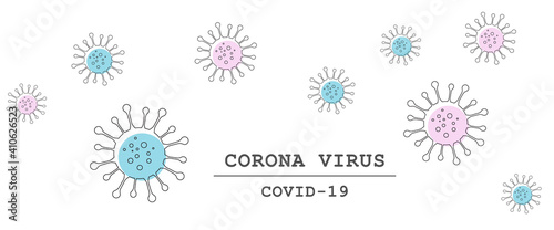 Coronavirus 2019, covid19 banner. Abstract virus strain model. Novel coronavirus sign
