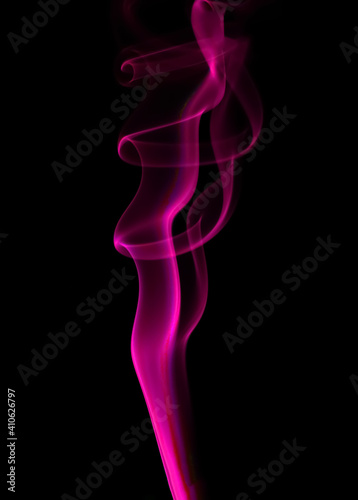 swirling movement of pink smoke group, abstract line Isolated on black background