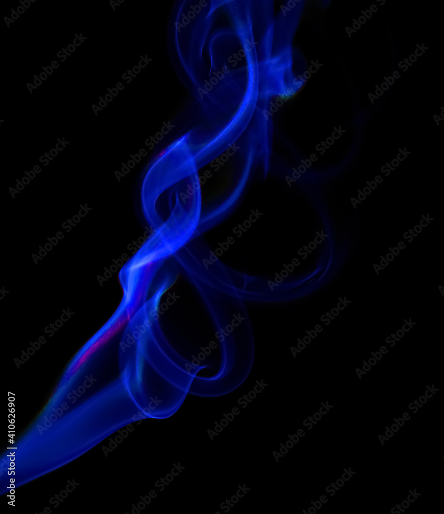 swirling movement of blue smoke group, abstract line Isolated on black background swirling movement of blue smoke group, abstract line Isolated on black background