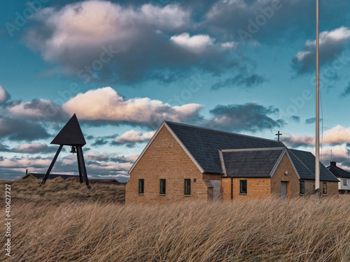 Lildstrand tiny church in Thy rural Denmark photo